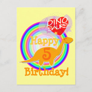 grattis på födelsedagen 5 års Orange Dino-vykort Vykort
