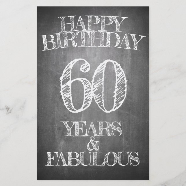 Grattis på födelsedagen - 60 år & Fabulous in chal (Framsida)