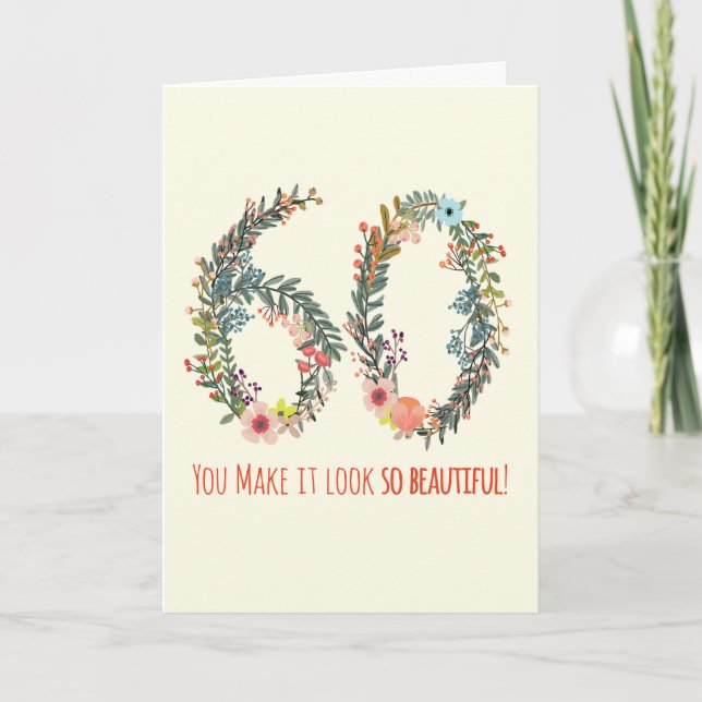 Grattis på födelsedagen 60, du får det att se så v kort (Framsida)