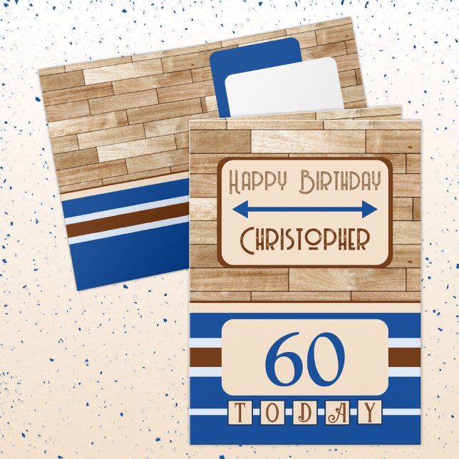 Grattis på födelsedagen 60 i dag blåblå namn kort (Skapare uppladdad)