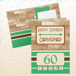 Grattis på födelsedagen 60 i dag brun namn-grönt kort