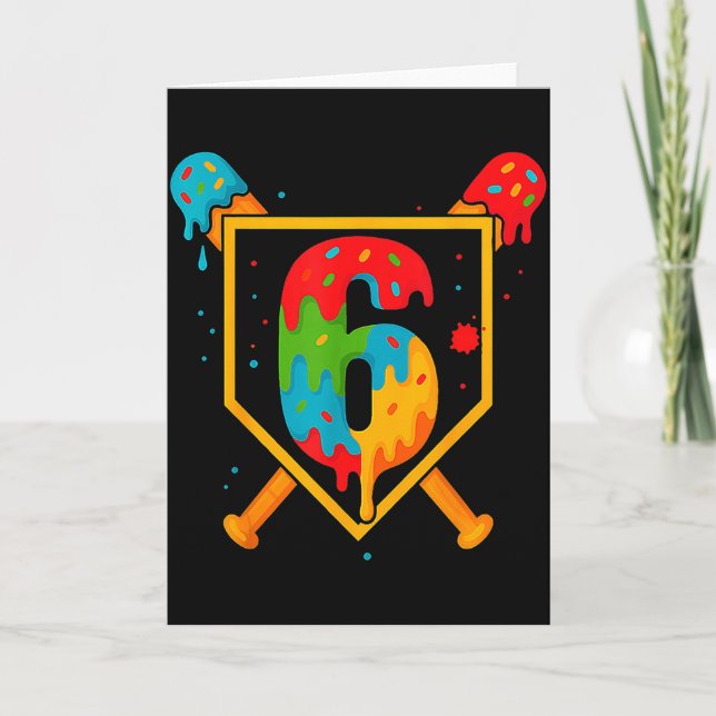 Grattis på födelsedagen 6 år gammal baseboll glass kort (Framsida)