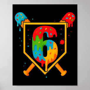 Grattis på födelsedagen 6 år gammal baseboll glass poster