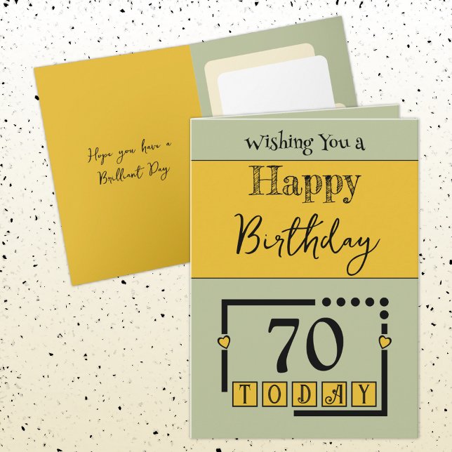 Grattis på födelsedagen 70 i dag, gultens grönt kort (Skapare uppladdad)