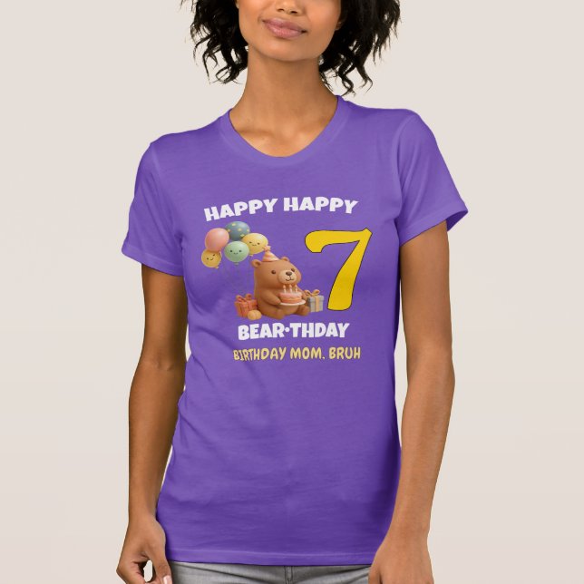GRATTIS PÅ FÖDELSEDAGEN 7-ÅRS Födelsedagsmamma Ted T Shirt (Framsida)