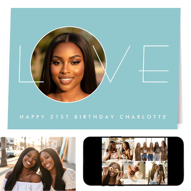 Grattis på födelsedagen 7 Fotokollage Kärlek Elega Kort (Skapare uppladdad)