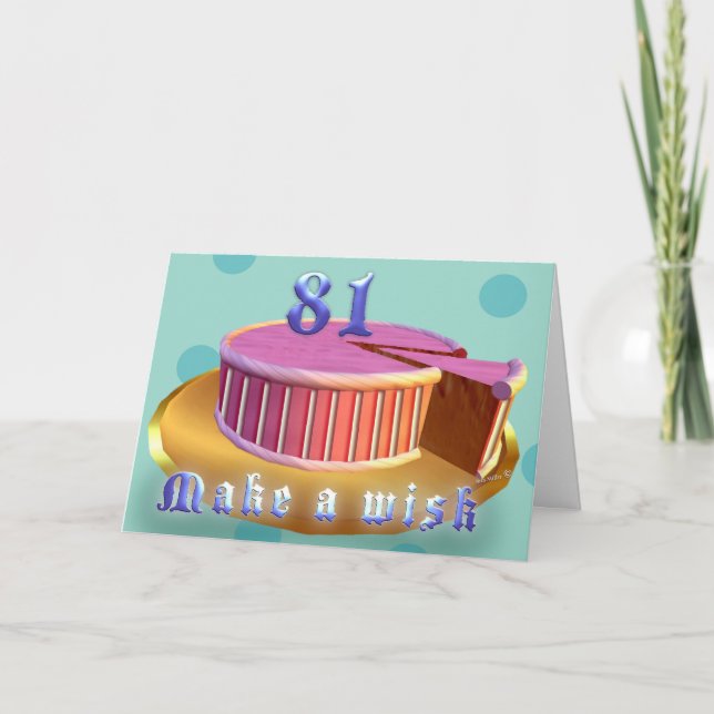 Grattis på födelsedagen 81 Rosa Cake rand med föde Kort (Framsida)