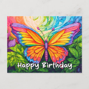 Grattis på födelsedagen Abstrakt Butterfly Tecknin Helg Vykort