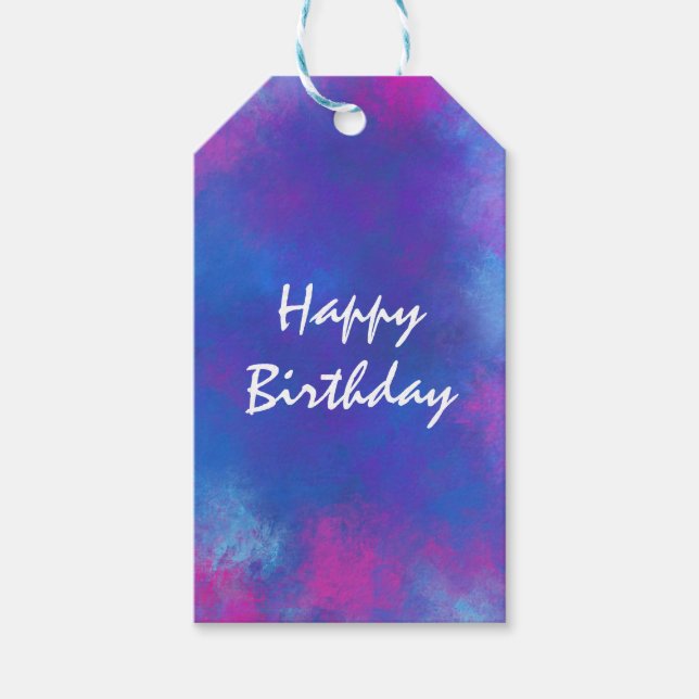 Grattis på födelsedagen Abstrakt Färg i Rosa Lila  Presentetikett (Framsidan)
