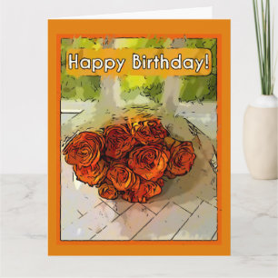 Grattis på födelsedagen! Abstraktens Orange och Gu Kort