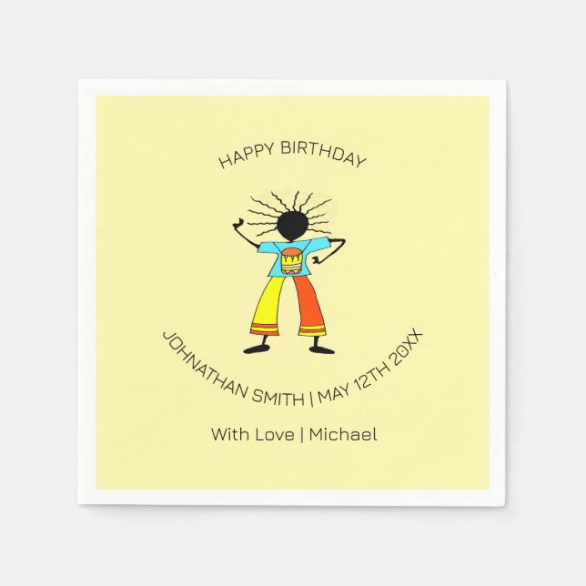 Grattis på födelsedagen, African Art Master Drumme Pappersservett (Framsidan)