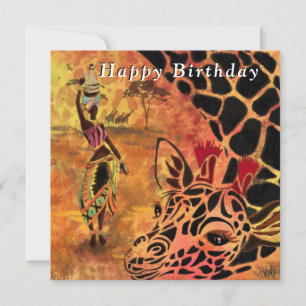 Grattis på födelsedagen - African Girl and Giraffe