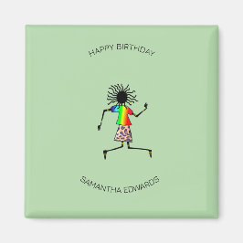 Grattis på födelsedagen, afrikansk konst Cute Lyck Magnet