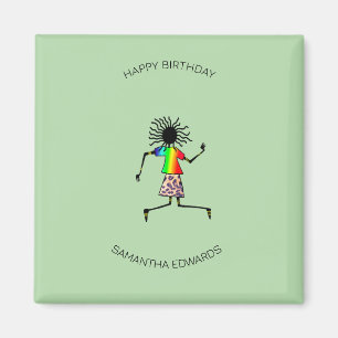 Grattis på födelsedagen, afrikansk konst Cute Lyck Magnet
