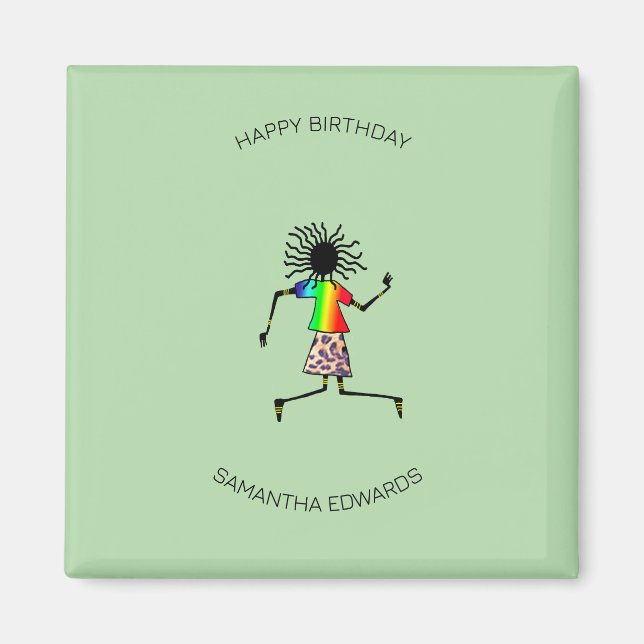 Grattis på födelsedagen, afrikansk konst Cute Lyck Magnet (Framsidan)