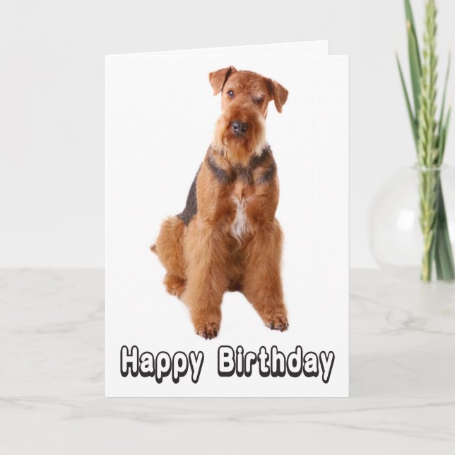 Grattis på födelsedagen Airedale Terrier Hund Gree Kort (Framsida)