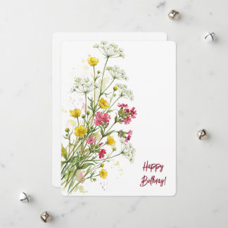 Grattis på födelsedagen akvarell blommiga vilda bl julkort