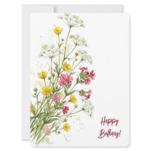 Grattis på födelsedagen akvarell blommiga vilda bl