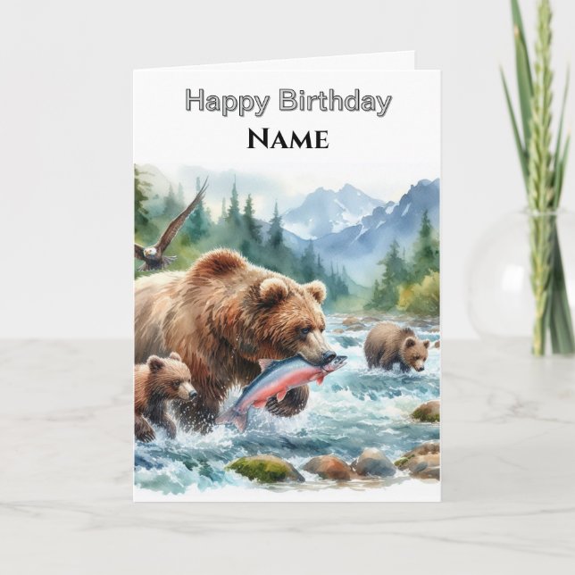 Grattis på födelsedagen Alaskan Grizzly Bear   Kort (Framsida)