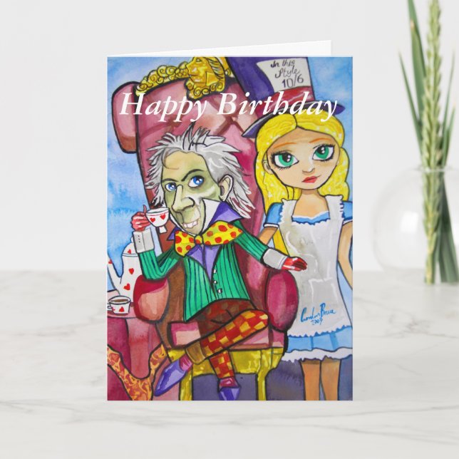 Grattis på födelsedagen Alice i underlandets galna Kort (Framsida)