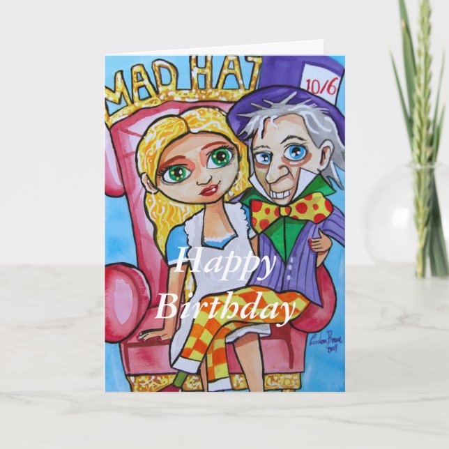 Grattis på födelsedagen Alice i underlandets galna Kort (Framsida)