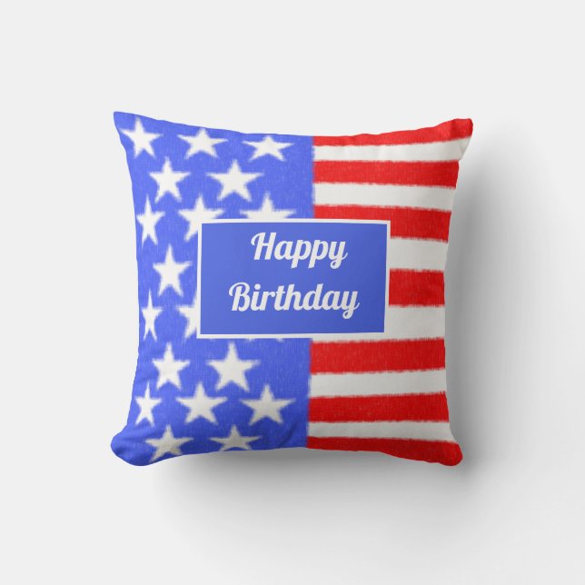 Grattis på födelsedagen America Personalize Kudde (Framsida)
