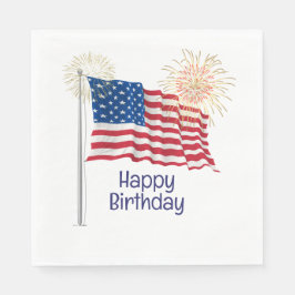 Grattis på födelsedagen American Flagga Pappersservett