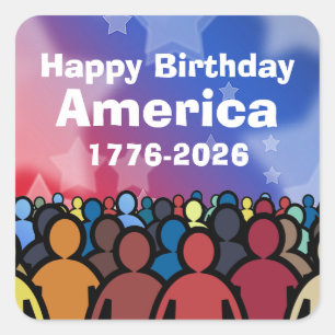 Grattis på födelsedagen Amerika 1776 till 2026 Fyrkantigt Klistermärke