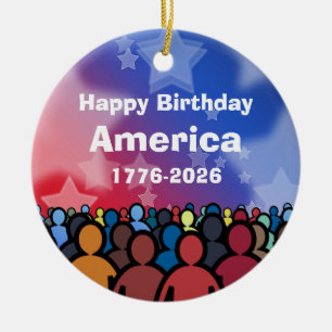 Grattis på födelsedagen Amerika 1776 till 2026 Julgransprydnad Keramik