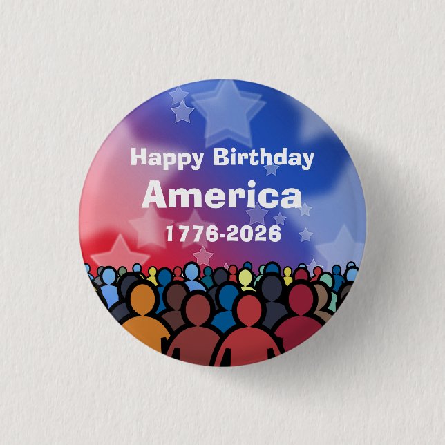 Grattis på födelsedagen Amerika 1776 till 2026 Knapp (Framsida)