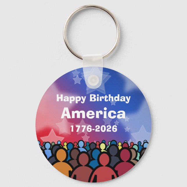 Grattis på födelsedagen Amerika 1776 till 2026 Nyckelring (Framsida)