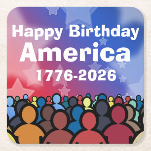 Grattis på födelsedagen Amerika 1776 till 2026 Underlägg Papper Kvadrat