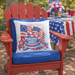 Grattis på födelsedagen Amerika 250 Patriotiskt Kudde