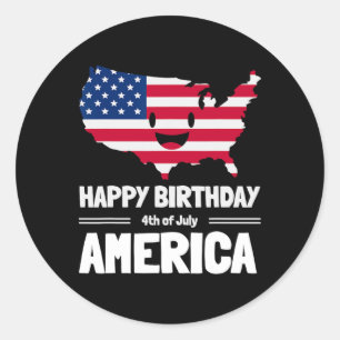 Grattis på födelsedagen Amerika 4:e juli amerikans Runt Klistermärke