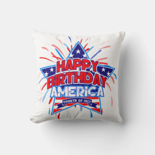 Grattis på födelsedagen Amerika 4:e juli Oberoende Kudde