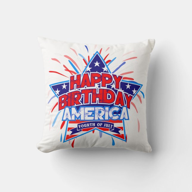 Grattis på födelsedagen Amerika 4:e juli Oberoende Kudde (Framsida)
