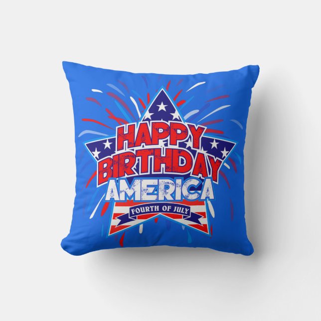 Grattis på födelsedagen Amerika 4:e juli Oberoende Kudde (Framsida)