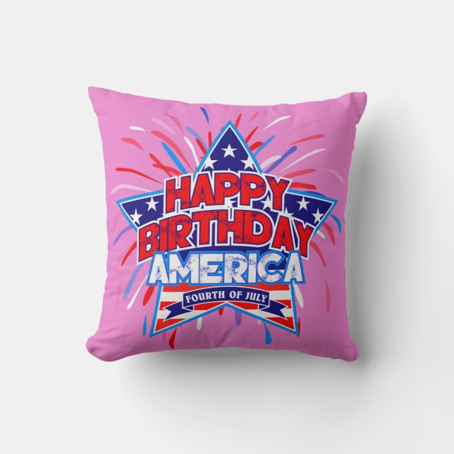 Grattis på födelsedagen Amerika 4:e juli Oberoende Kudde (Framsida)