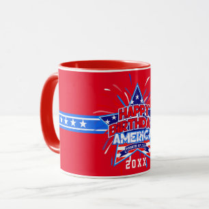Grattis på födelsedagen Amerika 4 juli Oberoende R Mugg