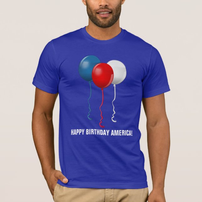 Grattis på födelsedagen Amerika (ballonger) Tee (Framsida)