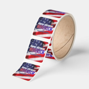 GRATTIS PÅ FÖDELSEDAGEN AMERIKA FYRKANTIGT KLISTERMÄRKE
