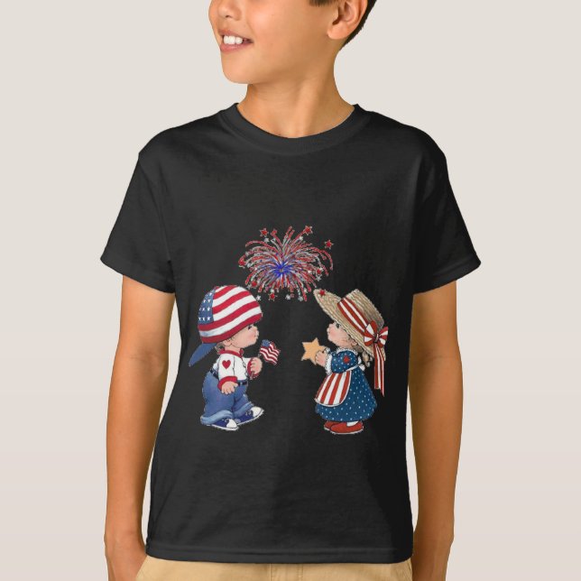 Grattis på födelsedagen Amerika Kids T-shirt (Framsida)