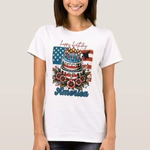 Grattis på födelsedagen Amerika med F-22 Jet T Shirt