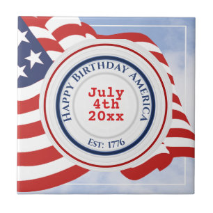 Grattis på födelsedagen Amerika Patriotic Circles Kakelplatta