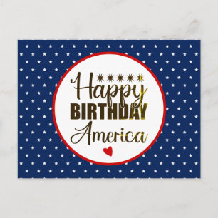 Grattis på födelsedagen Amerika, Patriotisk Röd Vi Vykort