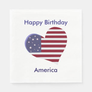 Grattis på födelsedagen Amerika, röd vit och Pappersservett