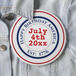 Grattis på födelsedagen Amerika Rött vitt blått pa Knapp