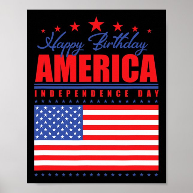 Grattis på födelsedagen Amerika Självständighetsda Poster (Framsidan)