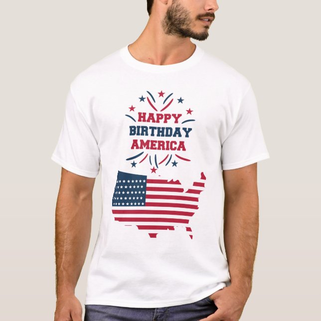 grattis på födelsedagen amerika t shirt (Framsida)