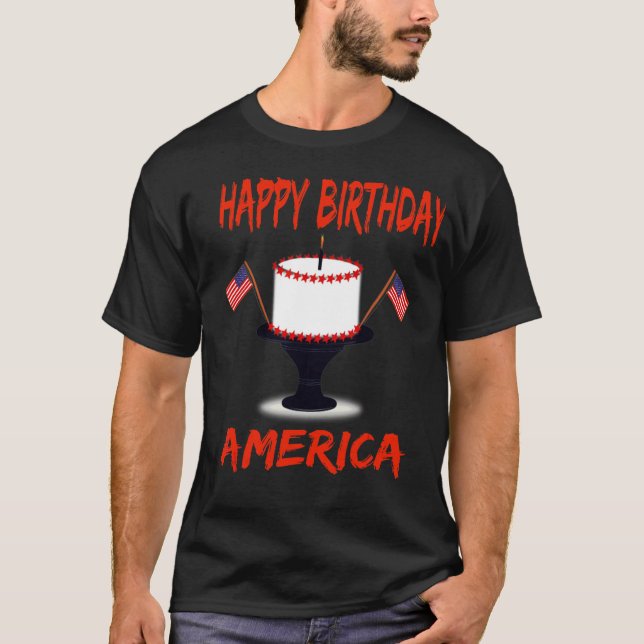 Grattis på födelsedagen Amerikanska födelsedagscak T Shirt (Framsida)